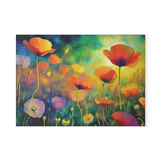 Colorful Poppy Tempered Glass Cutting Board