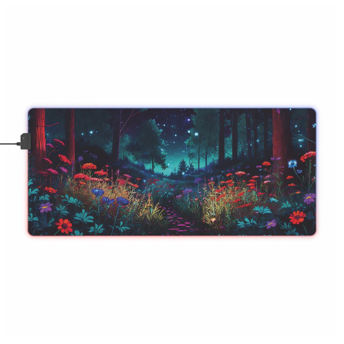 Gaming Desk Enchanted Forest Night Sky Large Gaming Mousepad, Starry Office Decor, Computer Accessory LED for Gamer Mouse Pad