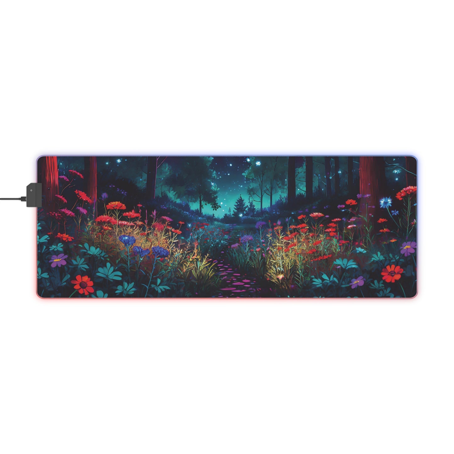 Gaming Desk Enchanted Forest Night Sky Large Gaming Mousepad, Starry Office Decor, Computer Accessory LED for Gamer Mouse Pad